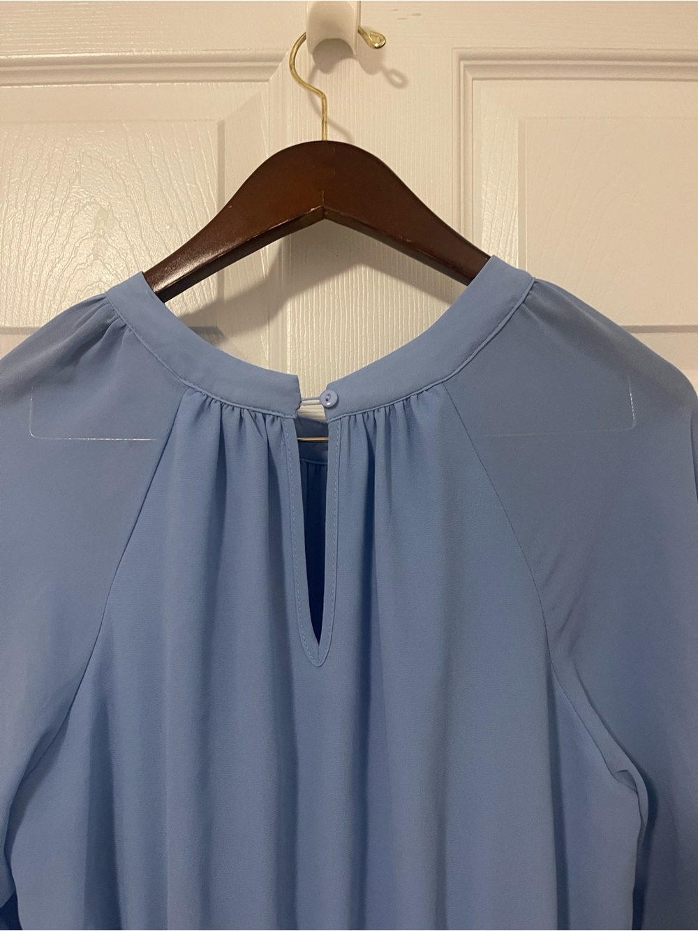 Women’s Light Blue Long Sleeve Tiered Pleated Dress - Picture 7 of 10